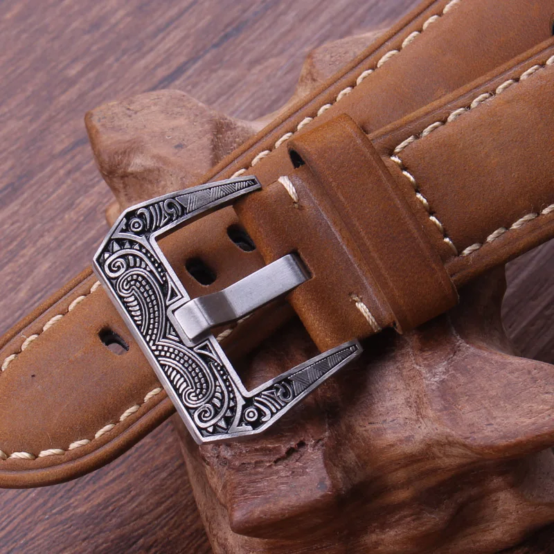 Retro Stainless Steel Watch Buckle 20mm 22mm 24mm Black Metal Brushed Watch Band Strap Clasp For Panerai Accessories