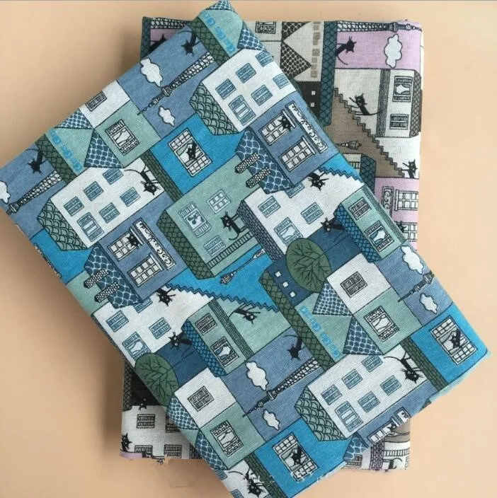 Ткань с принтом для дома и черного кота оптовая продажа льняная хлопковая ткань