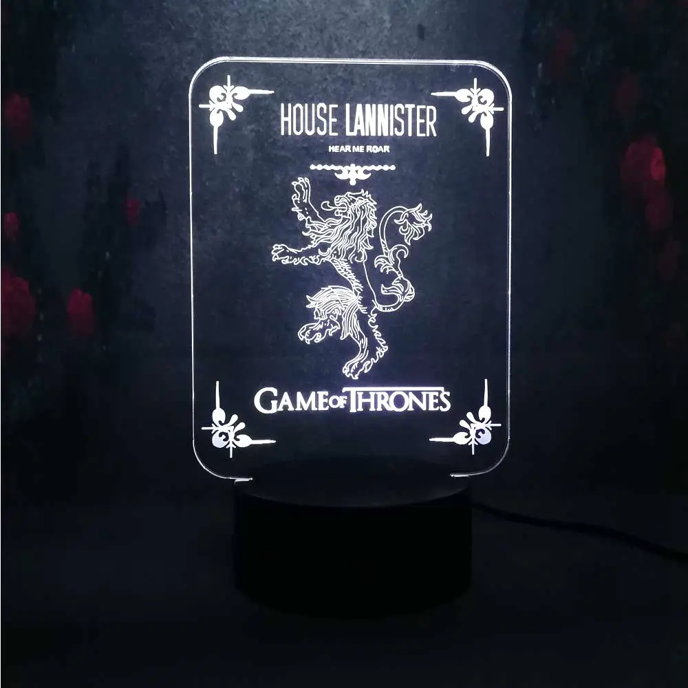 DIY 3D настольная лампа Gane of Thrones HOUSE LANNSTER креативный Декор для сна в спальню детей