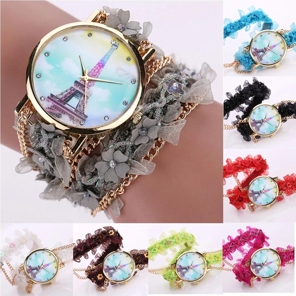 Часы с синтетической цепочкой 1 шт. браслет синтетическим кристаллом аналоговые