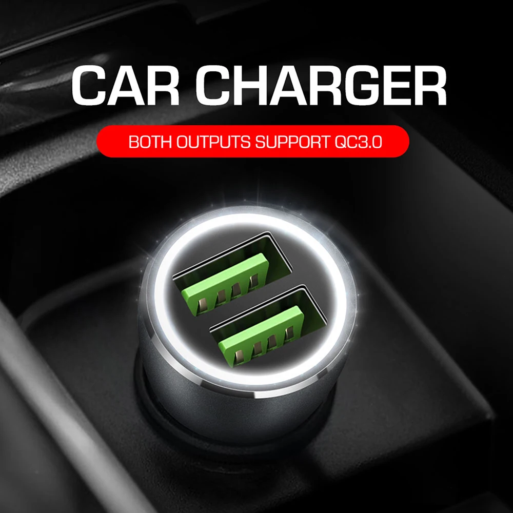 DUX DUCIS 36 Вт автомобильное зарядное устройство с двумя USB для iPhone Samsung Xiaomi быстрая