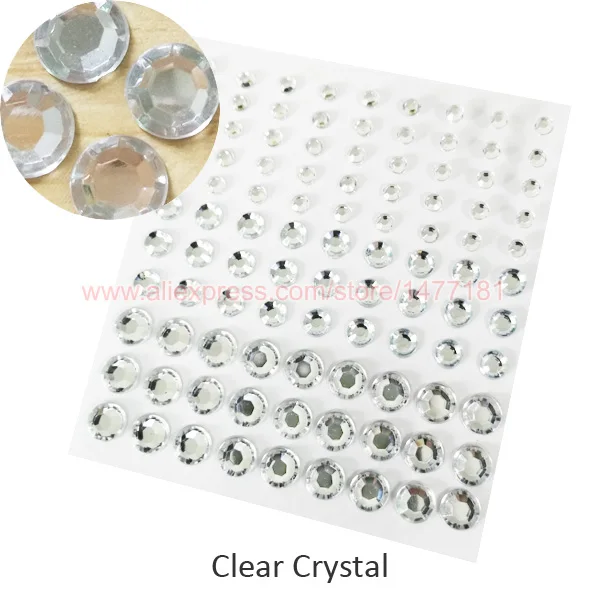 4 6 8mm Crystal 2 листа) 99 шт. круглые 4 мм 6 мм 8 мм акриловые стразы наклейки в виде драгоценных камней самоклеющиеся липкие хрустальные диаманты DIY украшения - Цвет: 4 6 8mm Crystal