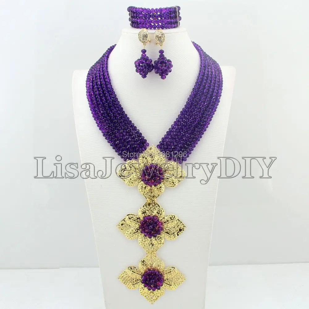 

African Beads Jewelry Sets Nigerian Wedding African Crystal Beads Jewelry Set HD1394