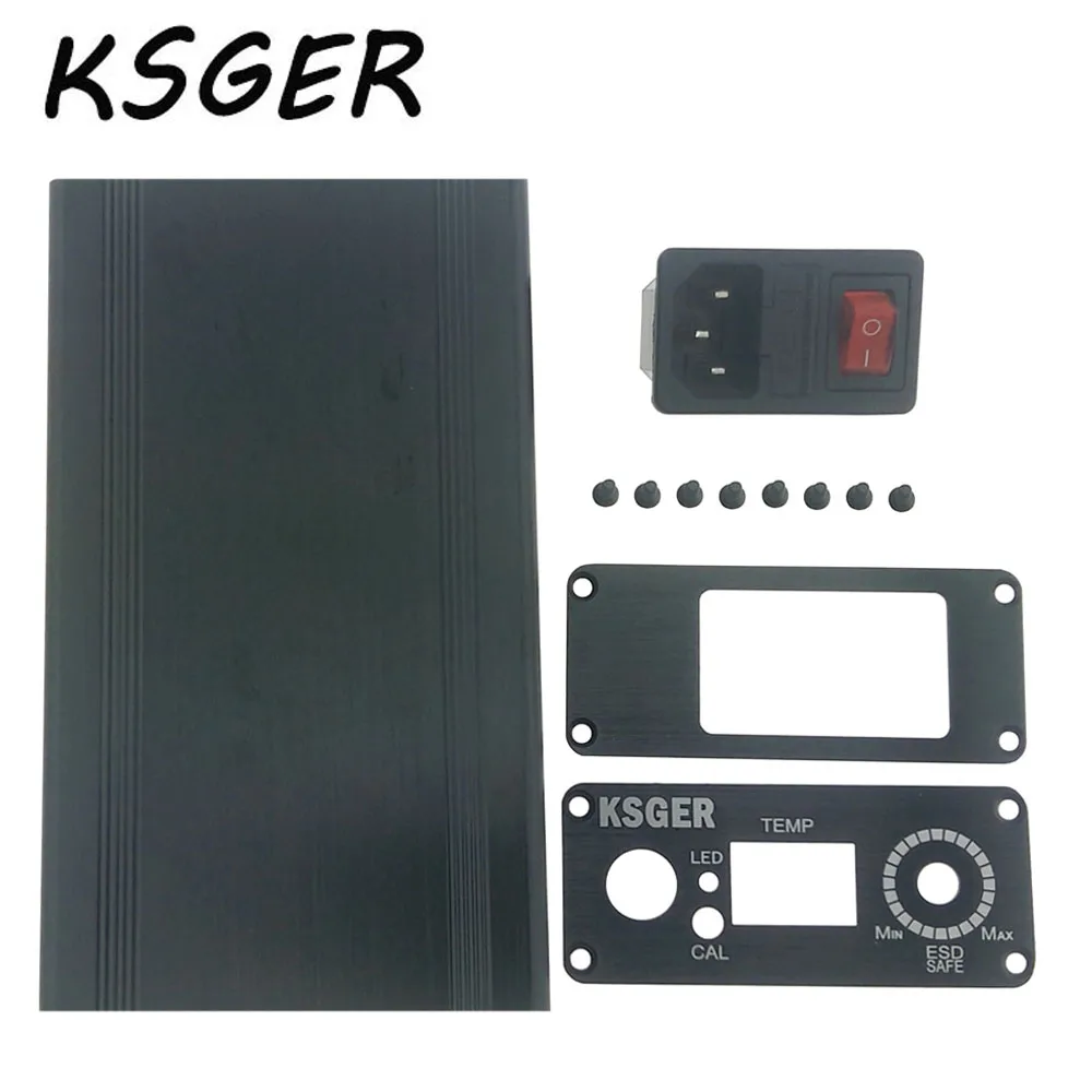 KSGER T12-D T12 цифровой контроллер температуры паяльник станция алюминиевый черный корпус чехол с розеткой питания