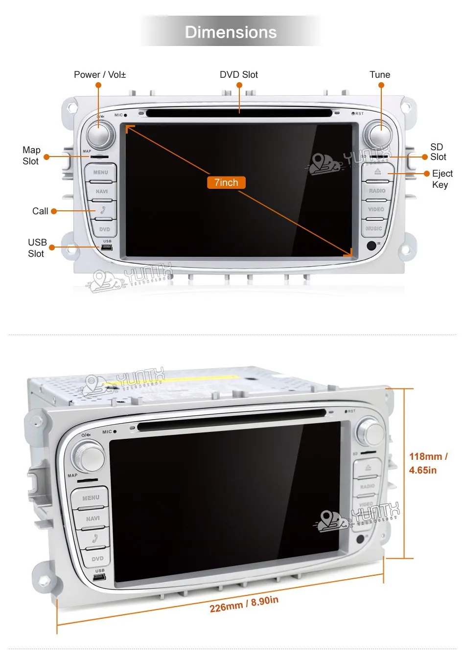 Два Din 7 дюймов dvd плеер автомобиля для FORD Mondeo S MAX C Galaxy Фокус 2 fm радио gps навигации