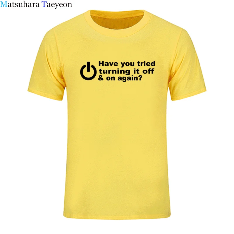 Men's T-shirt HAVE YOU TRIED TURNING IT OFF AND ON AGAIN? FUNNY PRINTED MENS T SHIRT GEEK NERD Tshirts Clothing | Мужская одежда