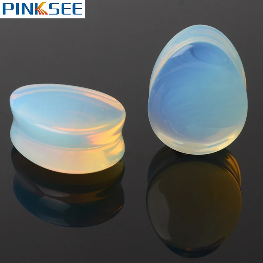 1 пара расширители для ушей Туннели пирсинг Каплевидная форма натуральный камень