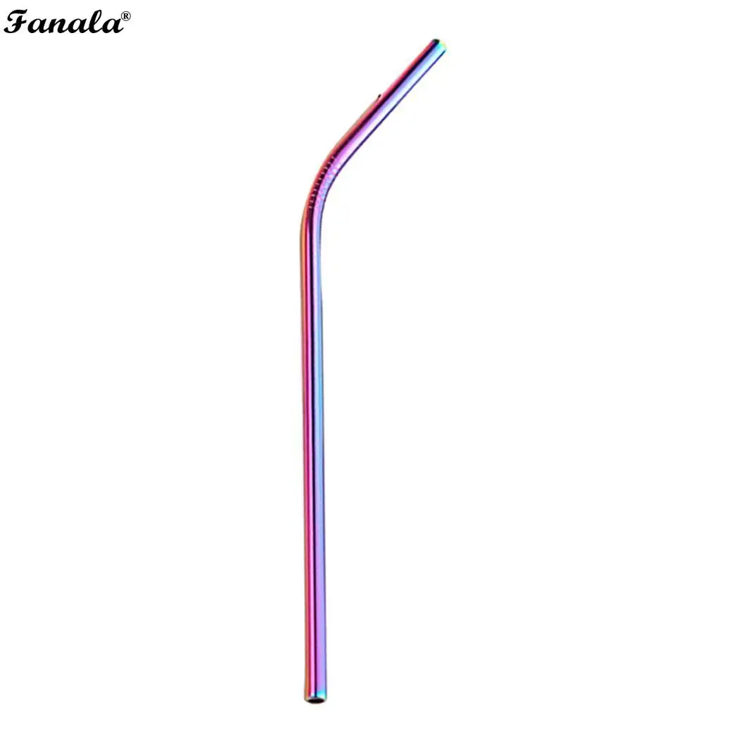 multicolor bend Прямая изогнутая соломинка из нержавеющей стали, металлическая Питьевая солома, перемешивание окружающей среды, перерабатываемая, модная семейная столовая, ресторанная штанга - Цвет: multicolor bend