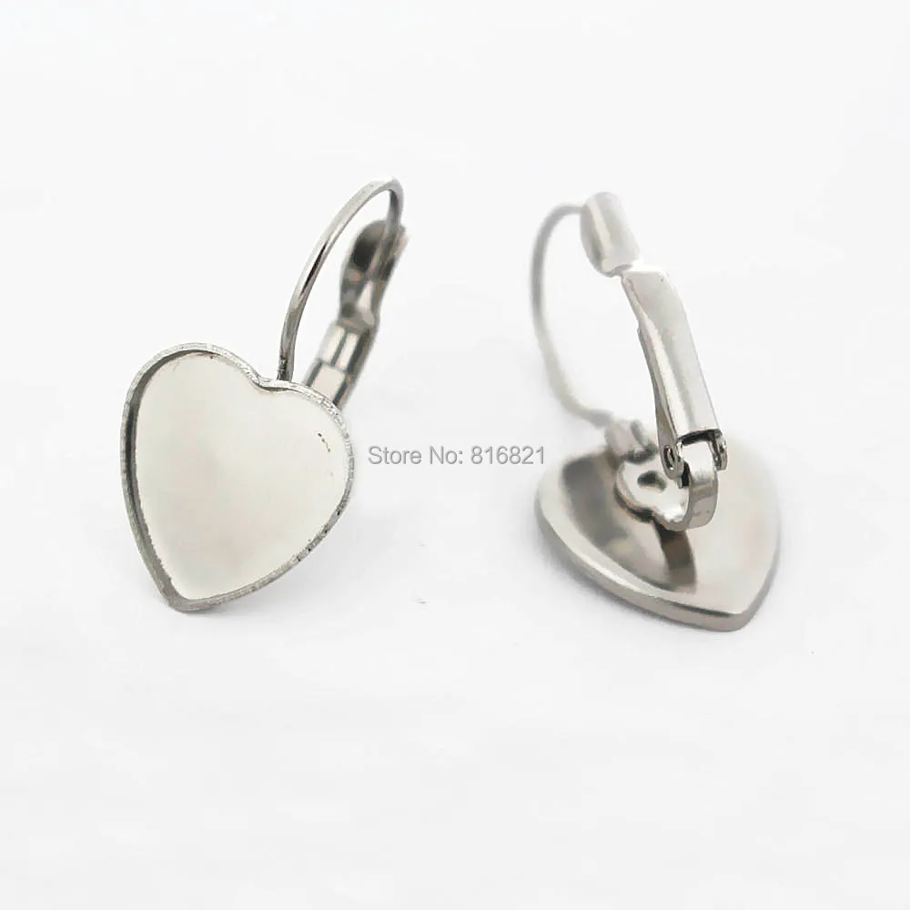 

12 мм из нержавеющей стали, клипсы для ушей, набор из проволоки, серьги с сердечком, рамка из смолы, камео основы для кабошонов, сделай сам