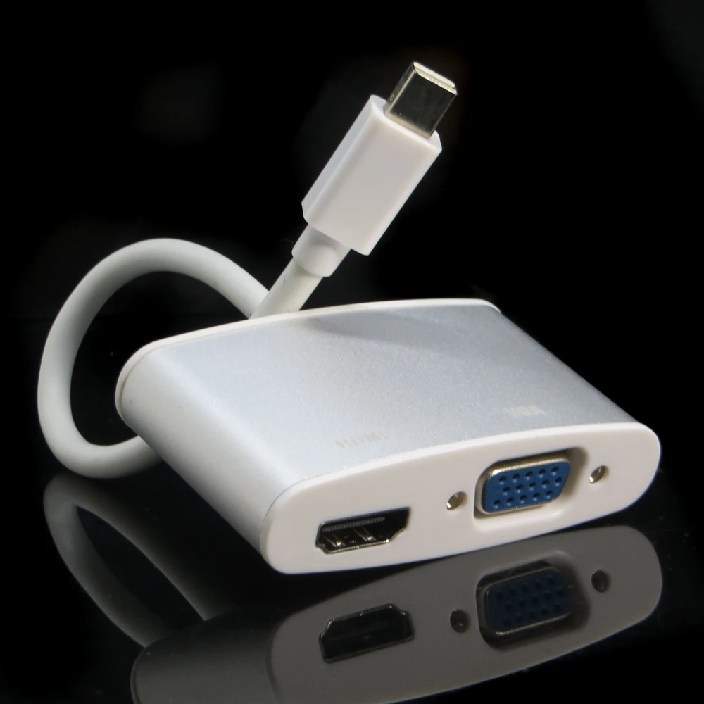 Кабель-адаптер 10 шт./лот Gold Thunderbolt 2 в 1 Mini DisplayPort DP-HDMI VGA для Apple Macbook | Электроника