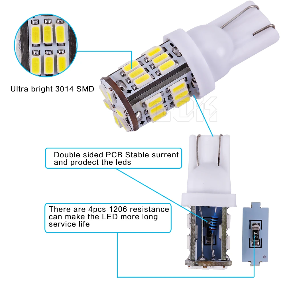 10 шт./лот T10 led smd свет 194 168 192 w5w 3014 t10 30led автомобильное освещение габаритные лампы