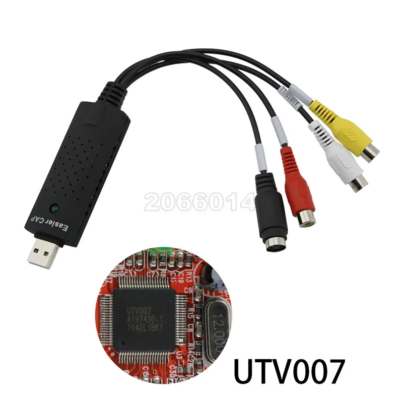 USB 2.0 EasierCAP UTV007 тв dvd vhs адаптер Плата Видеоввода аудио AV ммм карты видеозахвата