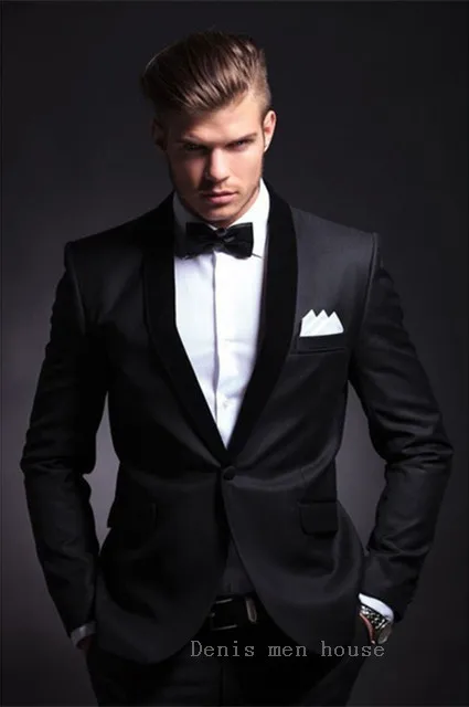 Модный мужской костюм 2017 slim fit Мужские костюмы последний черный дизайн Свадебный