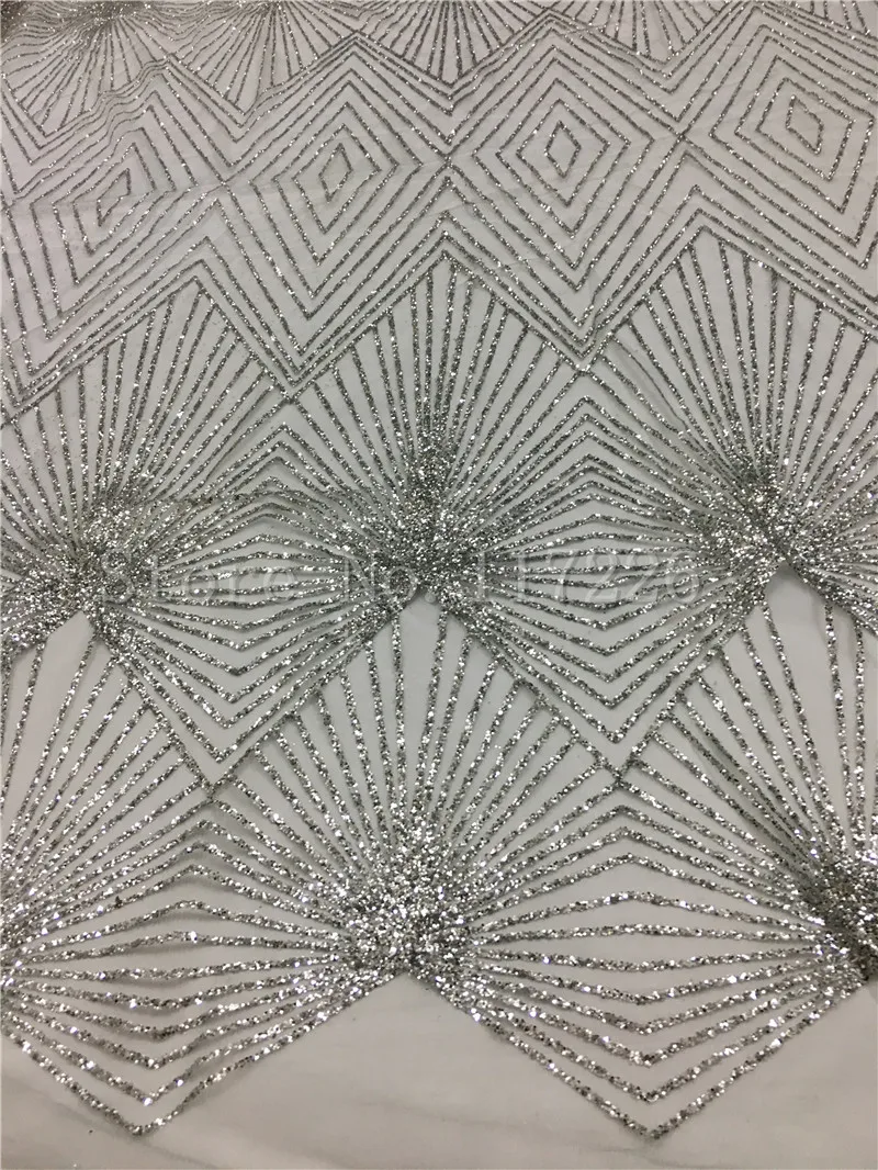 top sale JRB-81907 African tulle glued glitter with silver French lace fabric | Дом и сад