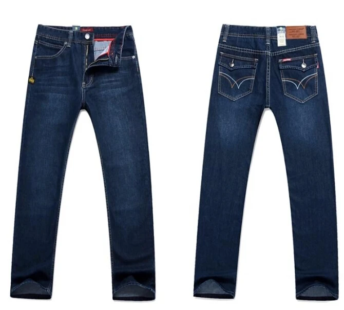 Jeans Men 2015 Spring New Dark Blue Color Plus Size 29-44 Baggy Wide Leg Straight Denim Pants | Мужская одежда