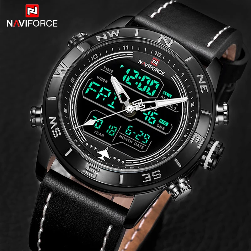 Часы наручные NAVIFORCE Мужские кварцевые с кожаным ремешком 2018|Мужские спортивные