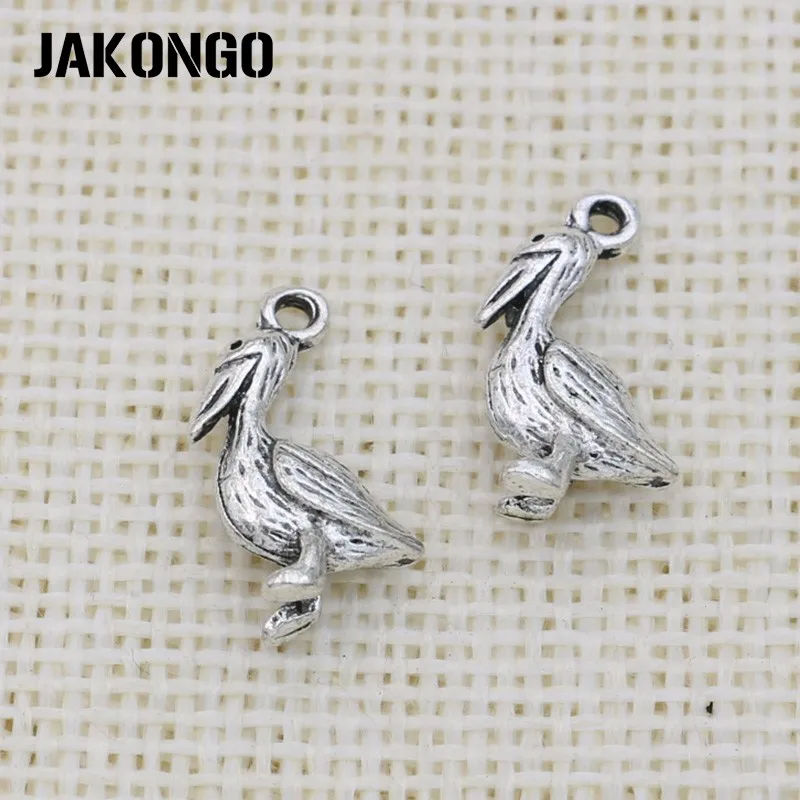 

JAKONGO Античная Посеребренная Подвеска с птицами для изготовления ювелирных изделий, фурнитура для браслетов, аксессуары, сделай сам, 18x9 мм, 25 ...