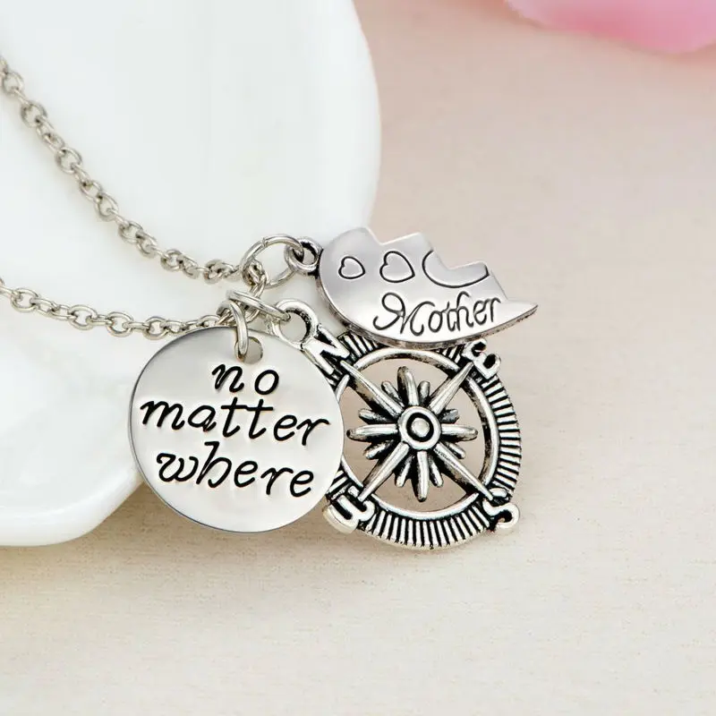 Ожерелье с подвеской в виде сердца компасом для матери и дочери ювелирные