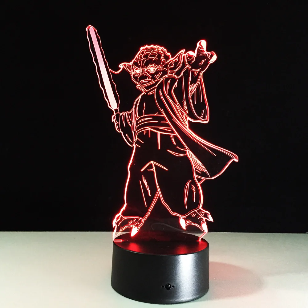 Настольная лампа Master Yoda 3D с дистанционным управлением светодиодный