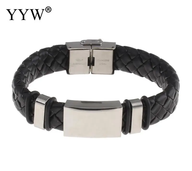 2017 мужские браслеты и из искусственной кожи браслет нержавеющей стали для мужчин