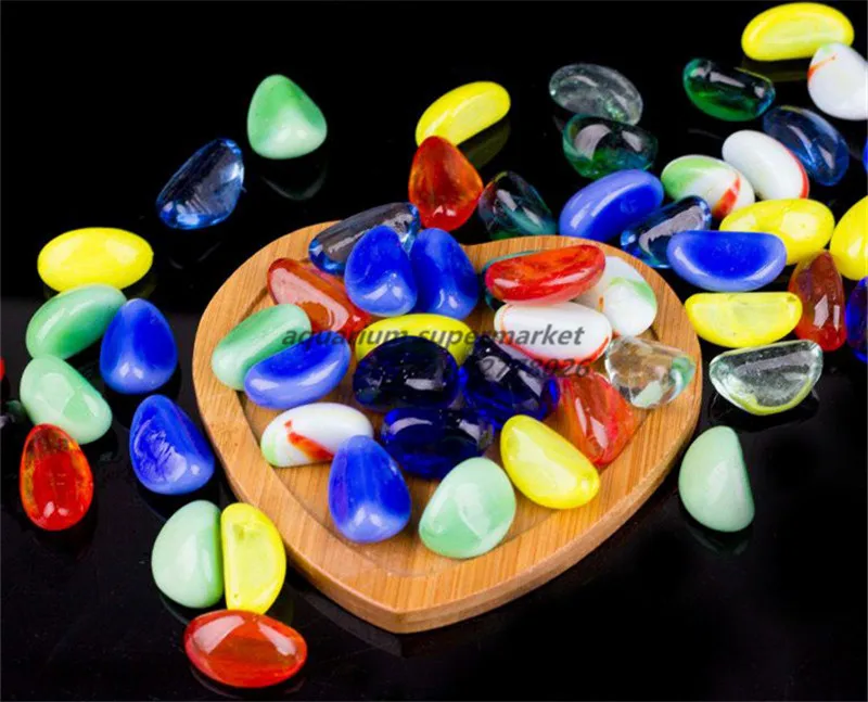 

HONGYI 1 piece glass crystal stone fish tank landscaping stone color cashew series aquarium decoration bottom stone
