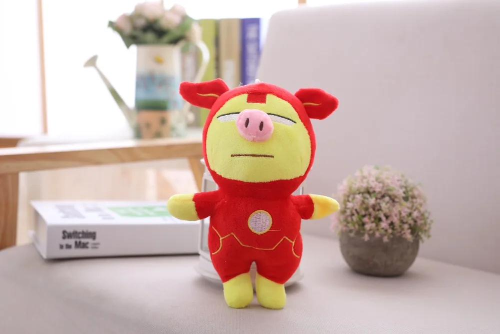 Kawaii Marvel Pig Avengers Piglet супергерой мини кукла стежка Мягкий брелок Подвеска на рюкзак