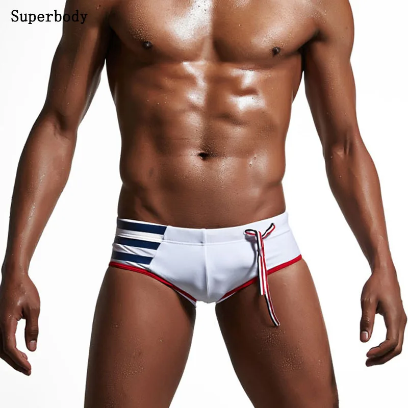 Y626 мужские Купальники Белые синие черные полосатые Лоскутные плавки купальники