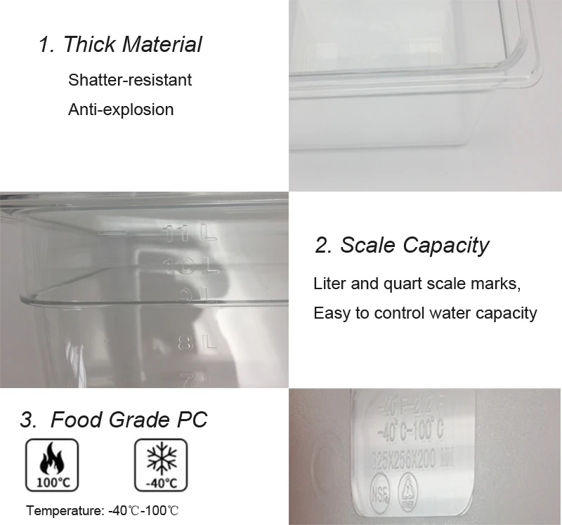JUSTBUY Sous Vide контейнер с крышкой 11 л резервуар для воды баня циркулятора кулинарная