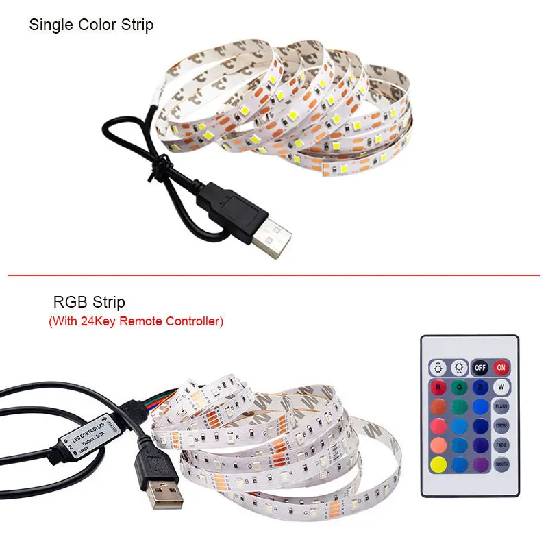 SMD 3528 RGB Светодиодные ленты не Водонепроницаемый 60LED/M DC 5V белый/теплый белый для