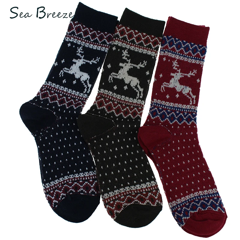 Женские носки в скандинавском стиле 3 пары теплые хлопковые с изображением