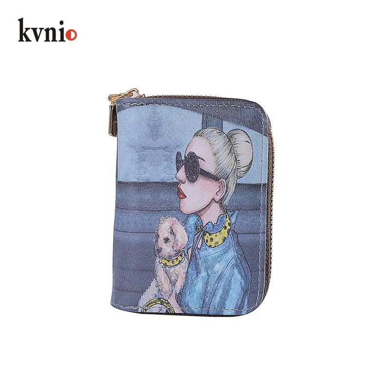 KVNIO Мини милый мультфильм печатных мульти-карты женский бумажник практическая Карточка Чехол для женщин 9 Слот 2 портмоне - Цвет: 4