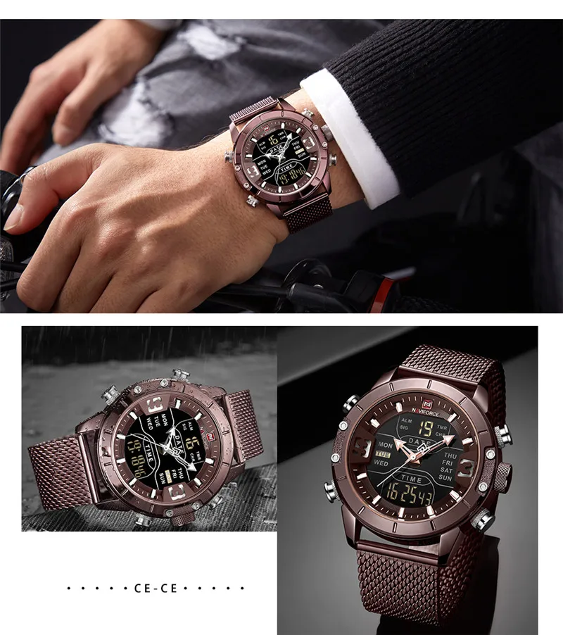 Relogio Masculino Naviforce лучший бренд класса люкс Спортивные Цифровые мужские часы в стиле милитари хронограф из нержавеющей стали мужские наручные часы 9153
