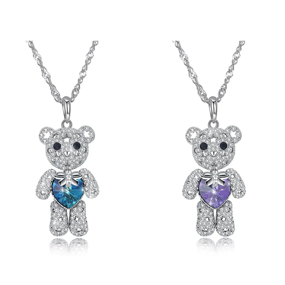 Ожерелье LEKANI Lucky Bear из стерлингового серебра, ожерелье с кристаллами Swarovski, подвеска в виде животного для женщин, ювелирное изделие, роскошный подарок, новинка