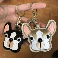 mppm french bulldog leather keychain bag charm trinket chaveiros bulldog bag accessories punk style pendan