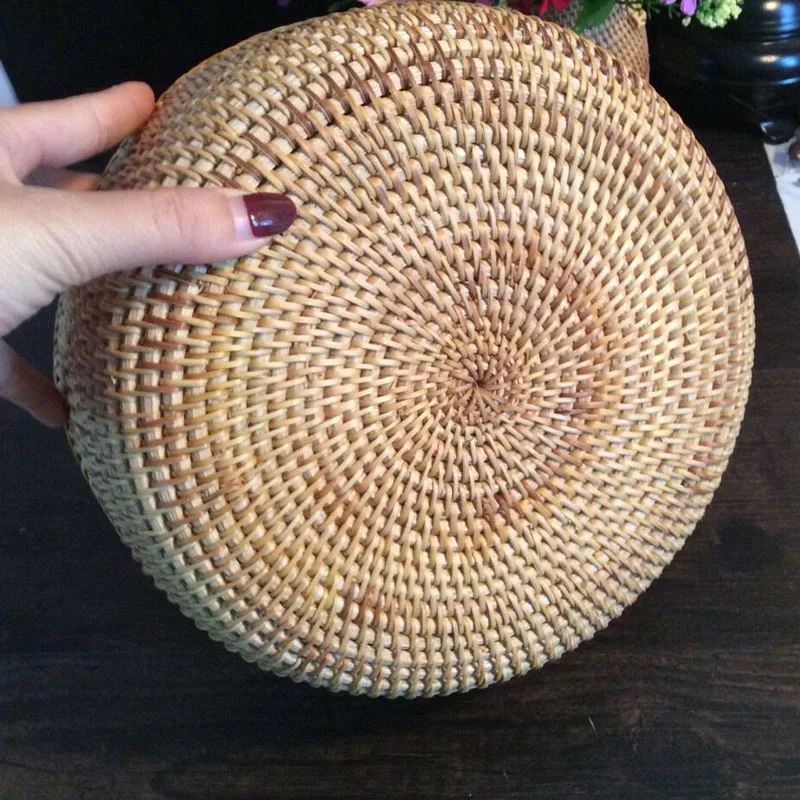 2 шт./лот корзина для хранения ручной работы плетеная круглая светло коричневая