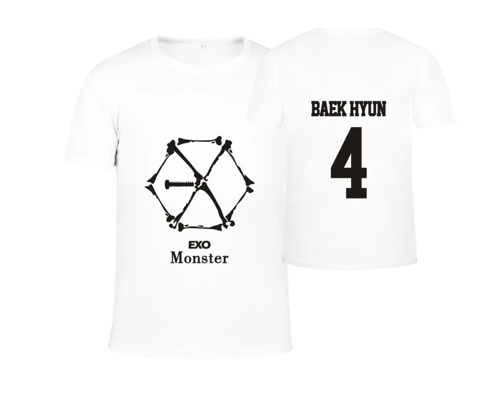 Футболка EXO BAEKHYUN Monster Базовая рубашка для концерта свободная футболка пар топ