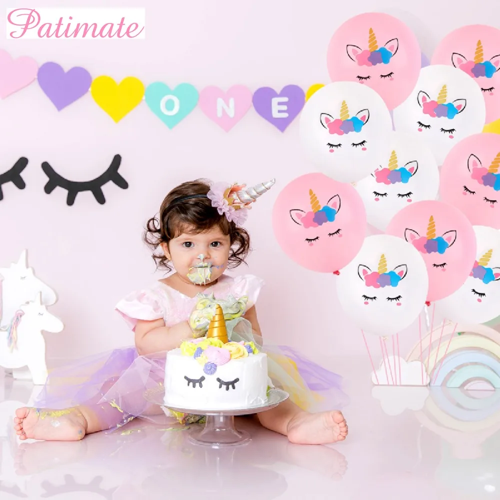 PATIMATE розового золота Единорог вечерние декоры Гелием Латексных Шаров Свадебная