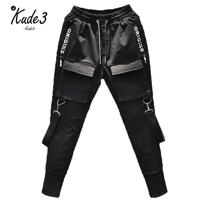 Для мужчин Мульти карман эластичный пояс дизайн 2019 шаровары Street Punk хип хоп