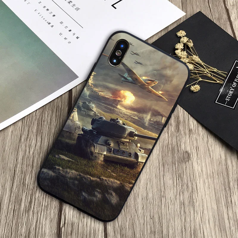 Мягкий силиконовый черный чехол для телефона world of танки iPhone 6 6plus 7 8plus 5 5S 5C SE X XS XR Max