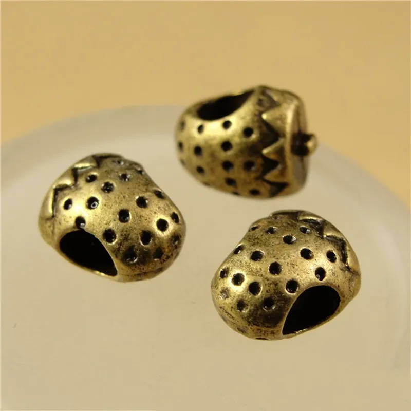 

SEA MEW (50 pieces/lot) 12*9MM Hole beads antique bronze plated vintage style strawberry beads diy jewelry hm616