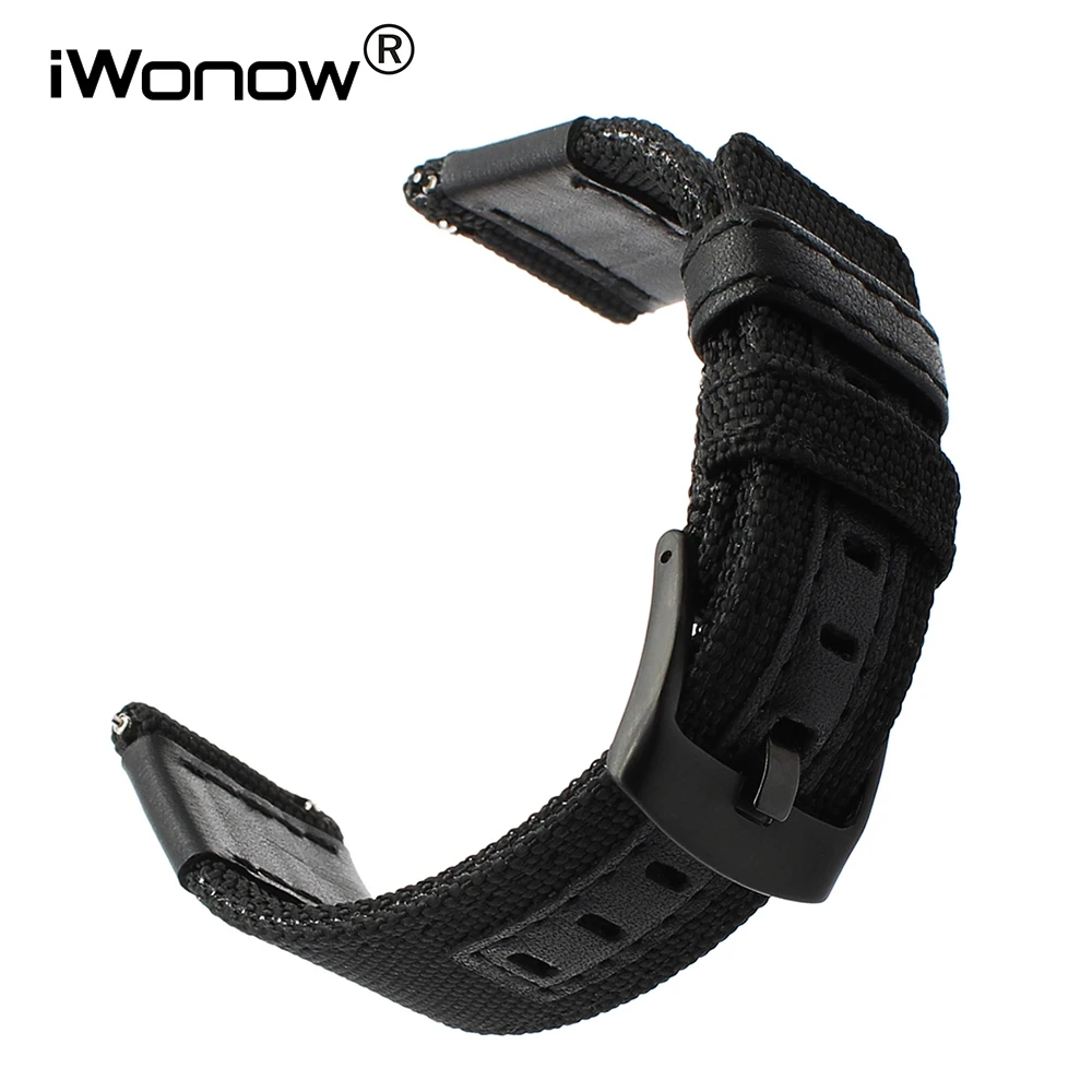 

20mm 22mm 24mm Canvas Nylon + Genuine Leather Watchband for Diesel Fossil Timex Armani Jeep Quick Release Watch Band Wrist Strap