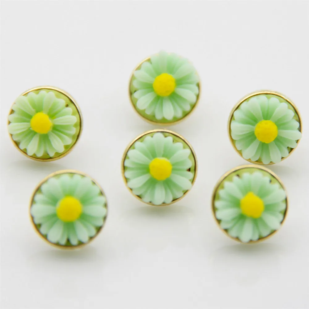 Green as photo 20 шт 12 мм Красочные цветы маргаритки металлические брады для DIY скрапбукинга украшения фотоальбома украшения ручной работы аксессуары - Цвет: Green as photo