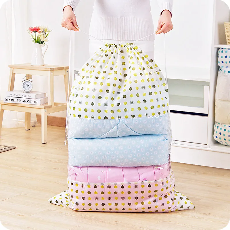 

Non-woven Portable Wardrobe Storage Organizer Bag Transparent Border Extra Large Storage Bag Folding Closet Organizer Bedding