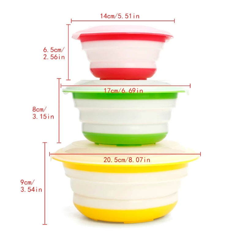 3 шт. пищевой силикон портативная безопасная здоровая модная складная чаша набор