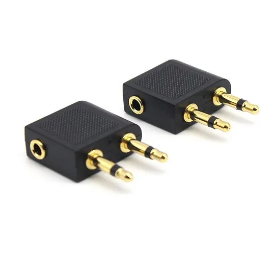 2Pcs Golden Plated 3.5mm Male To Female Jack Socket Audio Adapter Airplane Airline Flight Headphone | Электроника