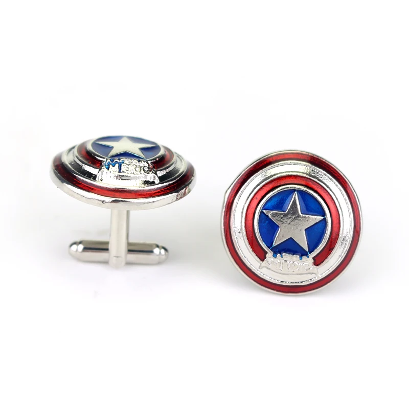 Wholesale Captain America Shirt Cufflink For Mens Brand Cuff Buttons Fashion Enamel Link High Quality Superhero Gemelos Hot | Украшения и