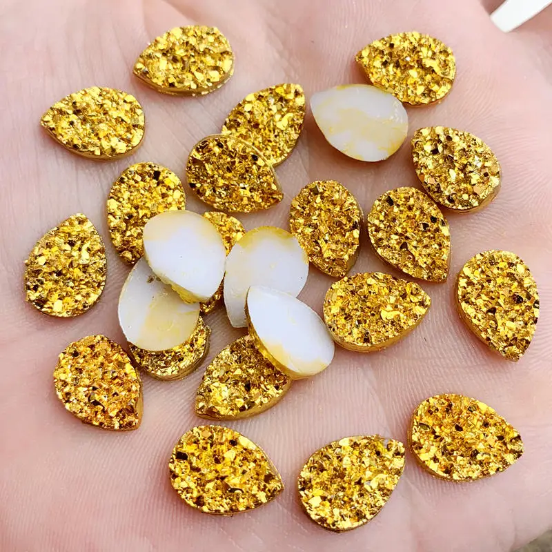 Golden Flash AB Mineral Surface Resin Rhinestone Flat Backstone DIY Wedding Decoration Crafts Decoration Accessories-50pcs/lot