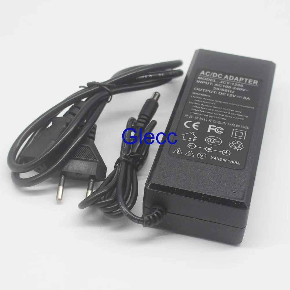 AC DC 12V 8A Питание 110 240V импульсный трансформатор Светодиодный драйвер адаптер +