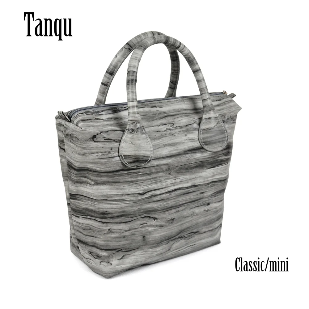 TANQU Waterproof Faux PU Leather Wood Pattern Insert Inner Pocket Plus Handle Combination for Classic Mini Obag O Bag|pu leather|leather
