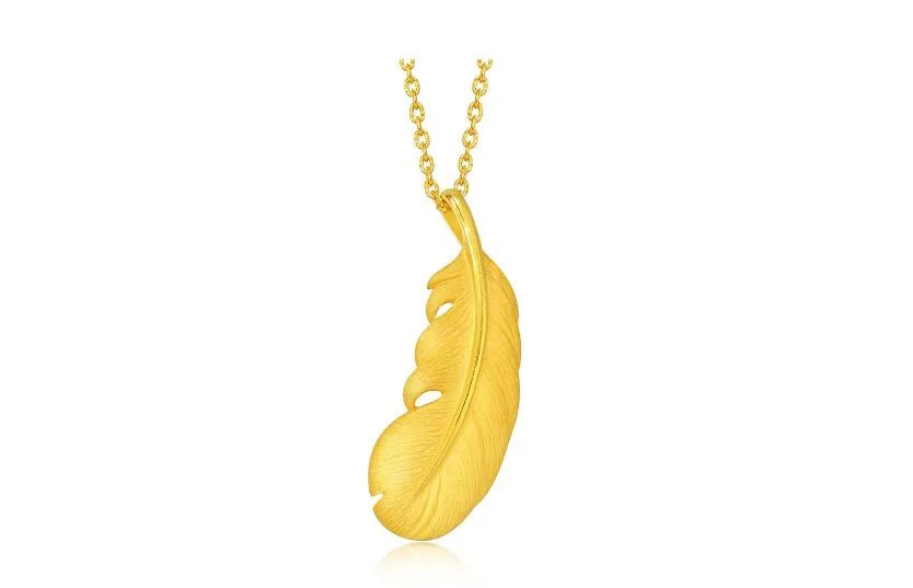 

Authentic 999 24K Yellow Gold Feather Pendant 2.19g
